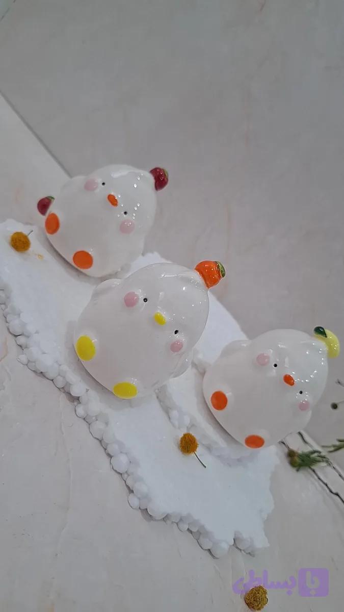 نمکدون جوجه سفید میوه ای جنس سرامیک