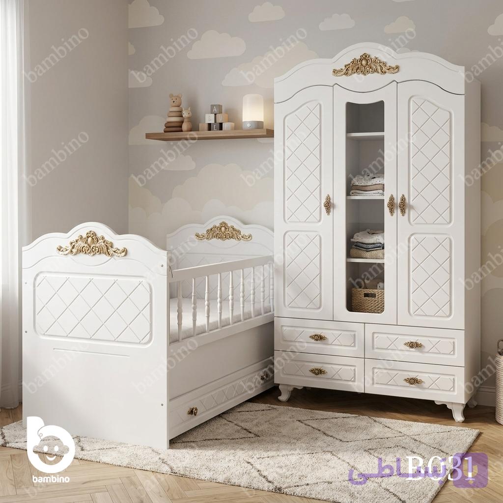 سرویس کمد و تخت نوزادی بامبینو مدل B031