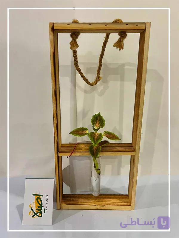 گلدان دکوری چوب و شیشه مرینوس — تصویر 1