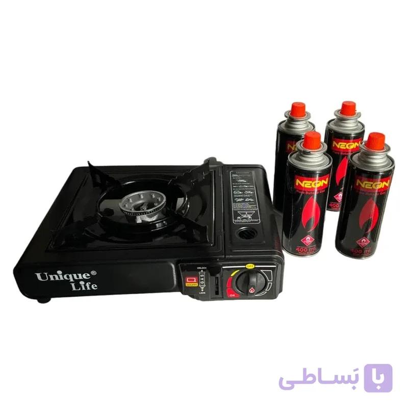 اجاق سفری یونیک لایف مدل BDZ 155a به همراه کپسول گاز سفری بسته 4 عددی — تصویر 1