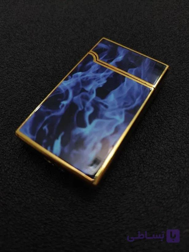 فندک گازی برند لایتر(Lighter) دو شعله طرح آتش آبی