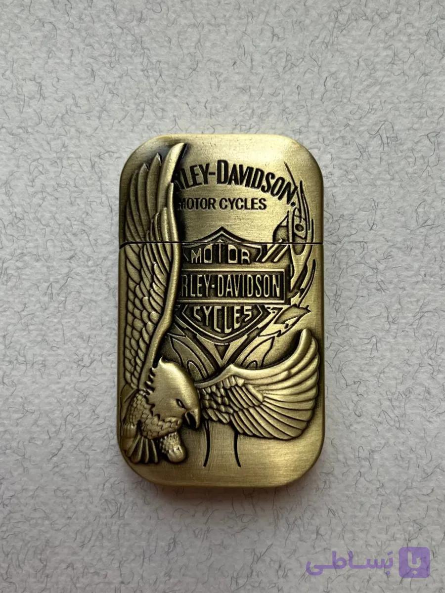 فندک گازی اسلیم (باریک) فلزی برند لایتر(Lighter) طرح هارلی دیویدسون، بدنه حکاکی برجسته درجه 1