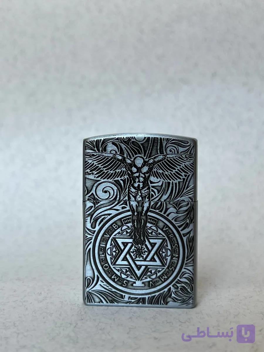 فندک گازی طرح زیپو برند لایتر(Lighter) طرح «فرشته نگهبان» (Guardian Angel) – حکاکی برجسته اساطیری در دو رنگ