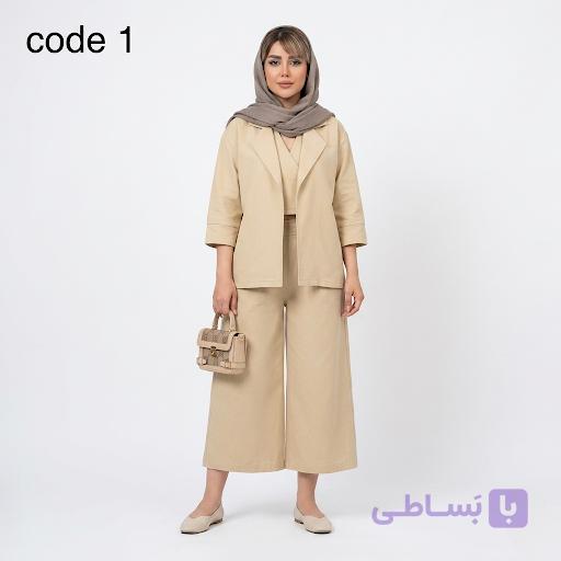 کت همراه جلیقه و شلوار  کتان مدل آتریسا علیدسا