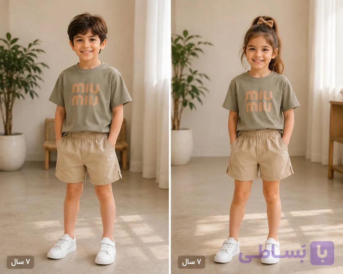 تیشرت و شلوارک کتان مناسب سن ۳ تا ۷ سال