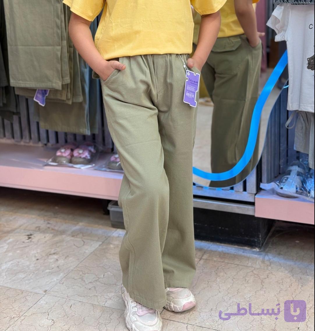 شلوار کتان نیم بگ دخترانه و پسرانه مناسب سایز 70 تا 105