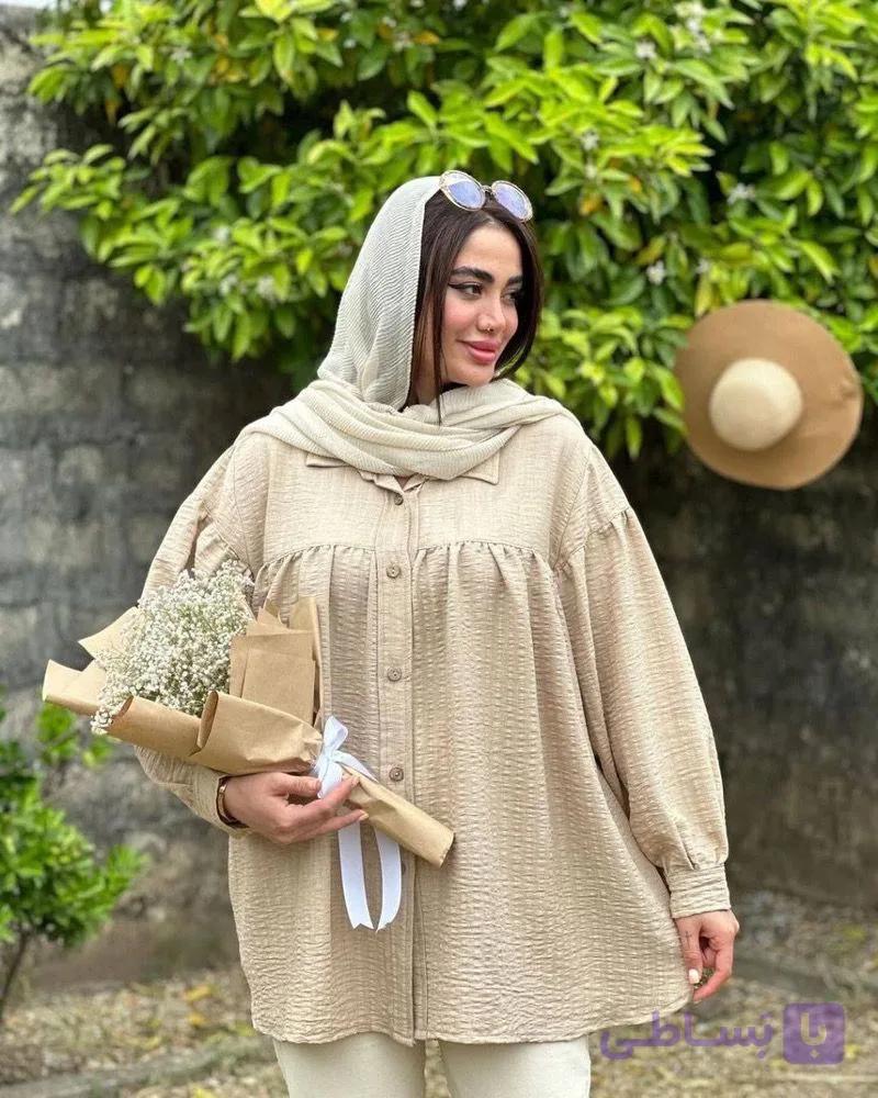 شومیز زنانه ، شومیز چین دار شانتون زیپی