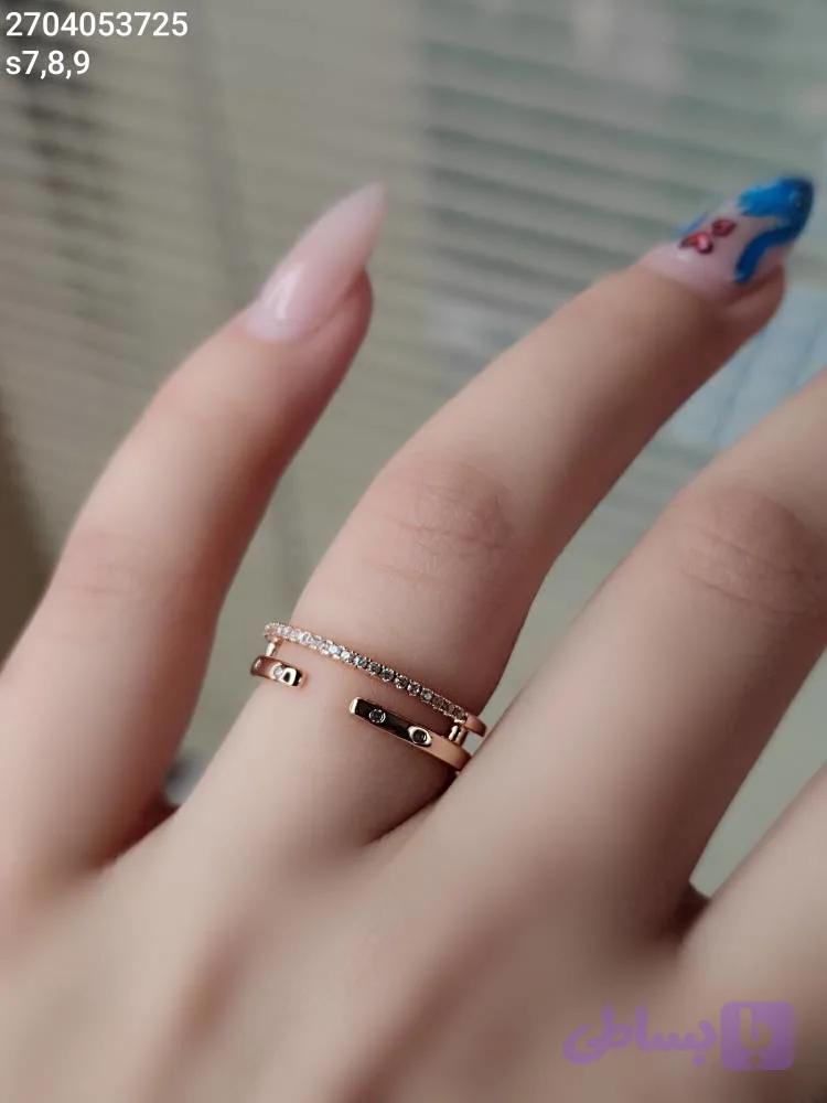 انگشتر مارک ژوپینگ جواهری نگین مخراجی ضد حساسیت رنگ ثابت کد 2704053725