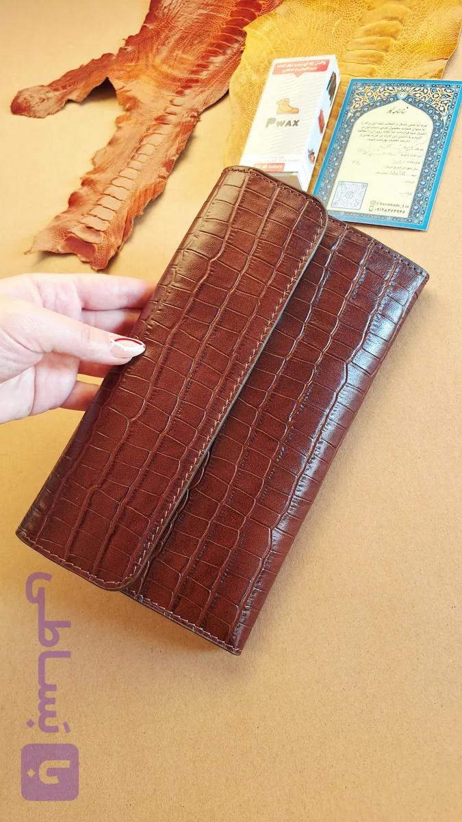 کیف طلا، آلبوم چک مردانه چرم طبیعی مدل کلاسیک و ۴دسته چک دار
