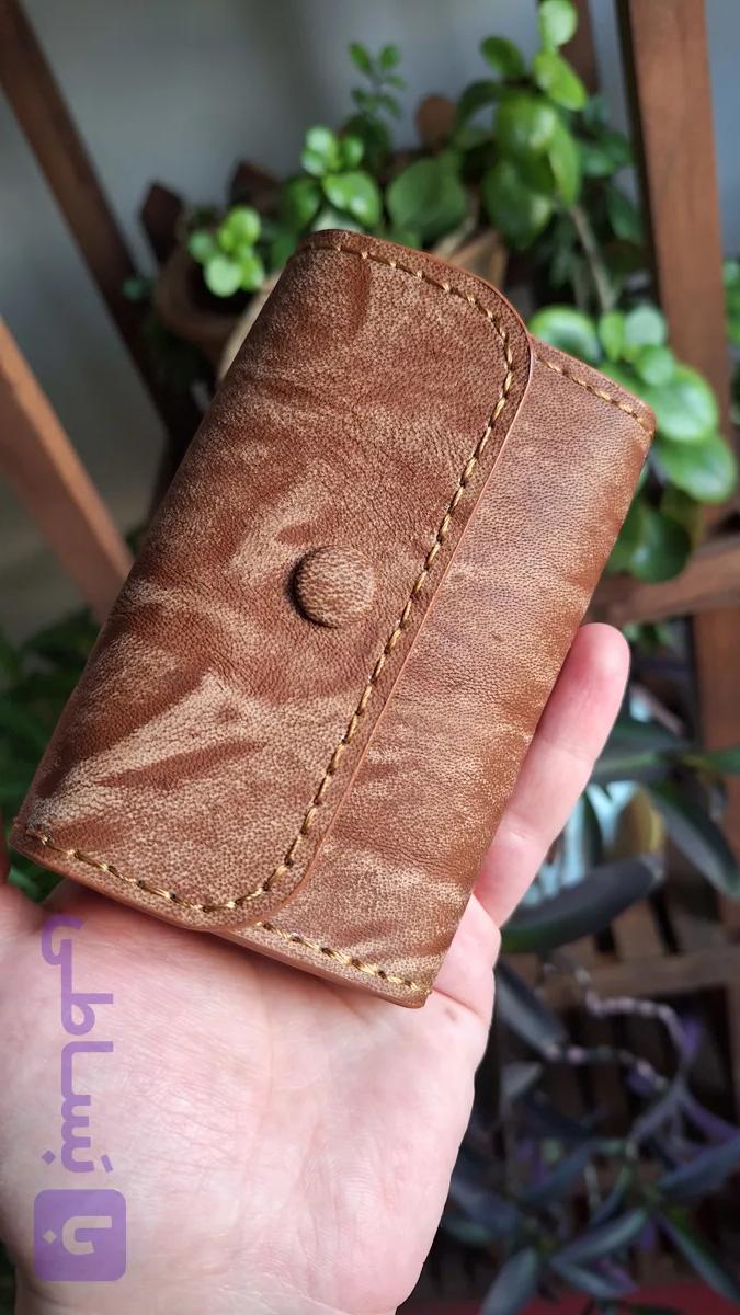 جاکارتی  مردانه  چرمی طرح طبله دار (تمام چرم)