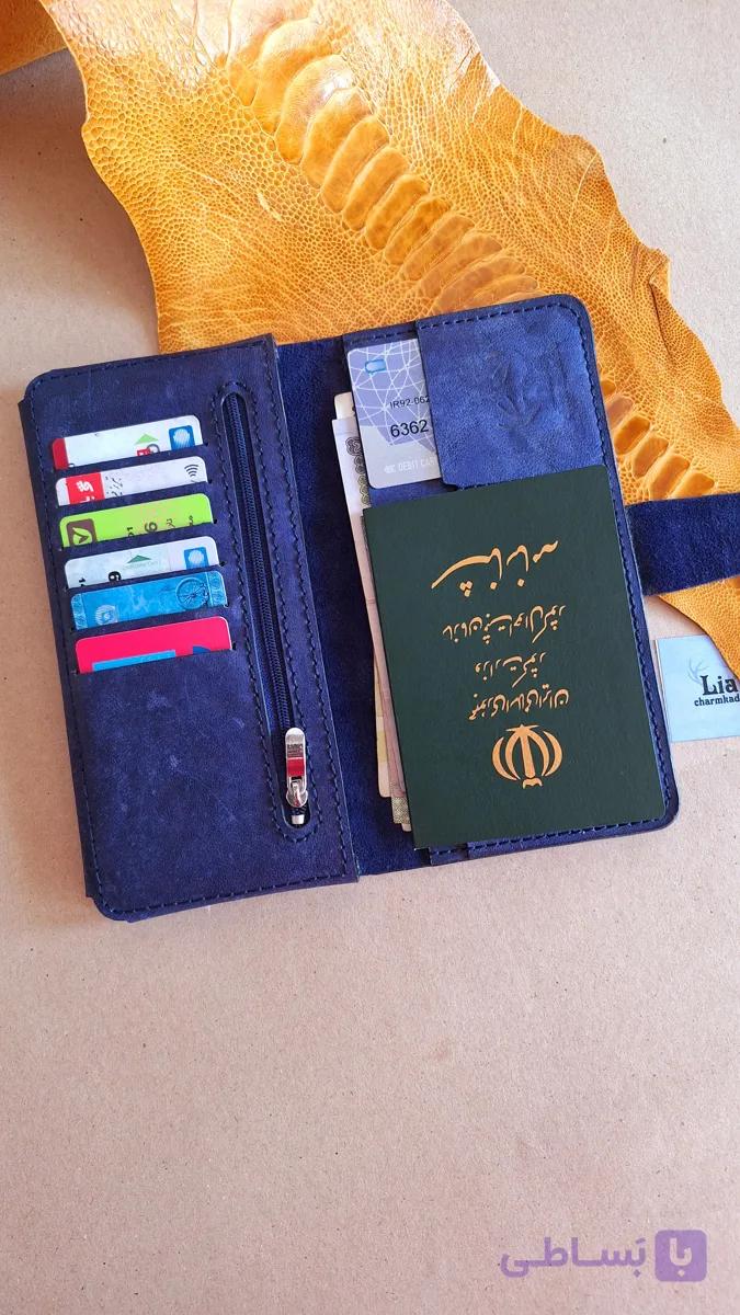 کیف پول کتی مردانه ۲ لت چرمی مدل جای گوشی کیهان