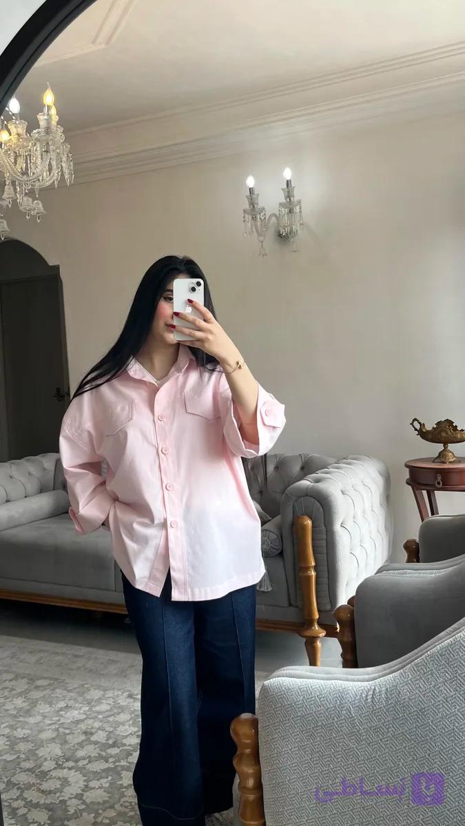 شومیز زنانه صورتی لنین فری سایز