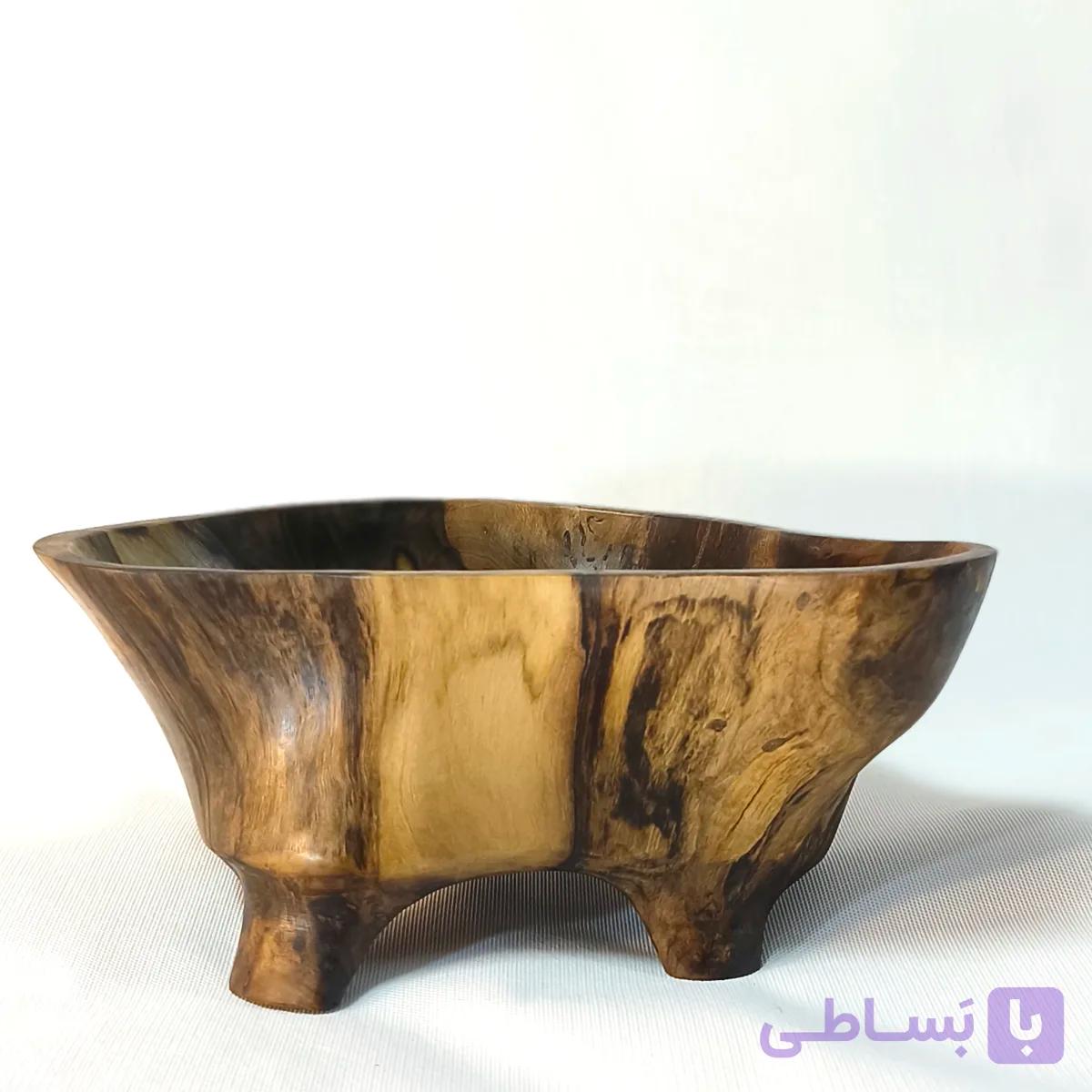 ظرف چوبی رستیک دفرمه. چوب گردو سیاه. یک تکه بدون اتصالات. رستیک