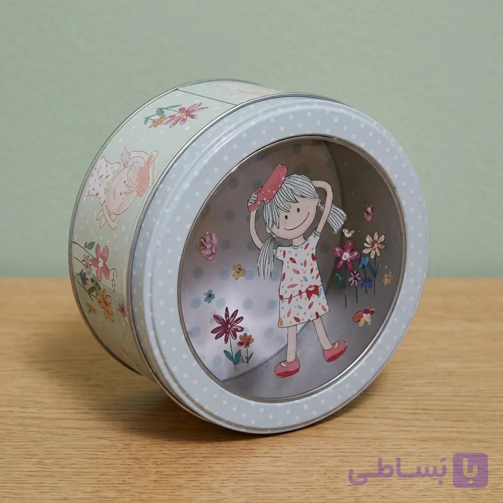 جعبه هدیه مدل دایره طرح دختر خندان — تصویر 1