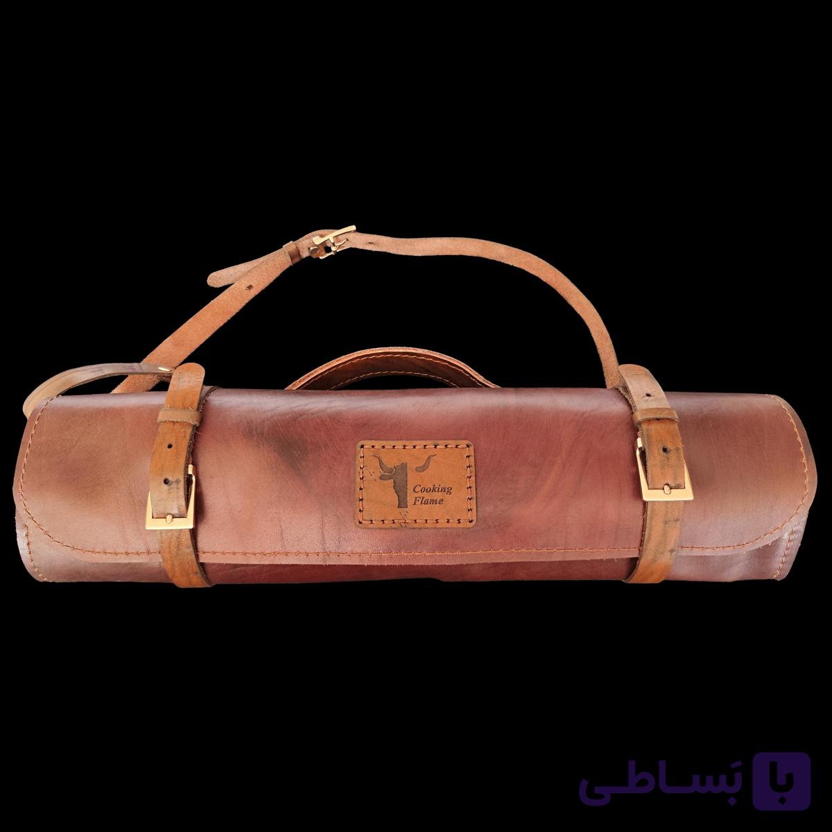 رول بگ چرمی ۵ عددی چاقو | ساخته شده از چرم طبیعی گاوی — تصویر 1
