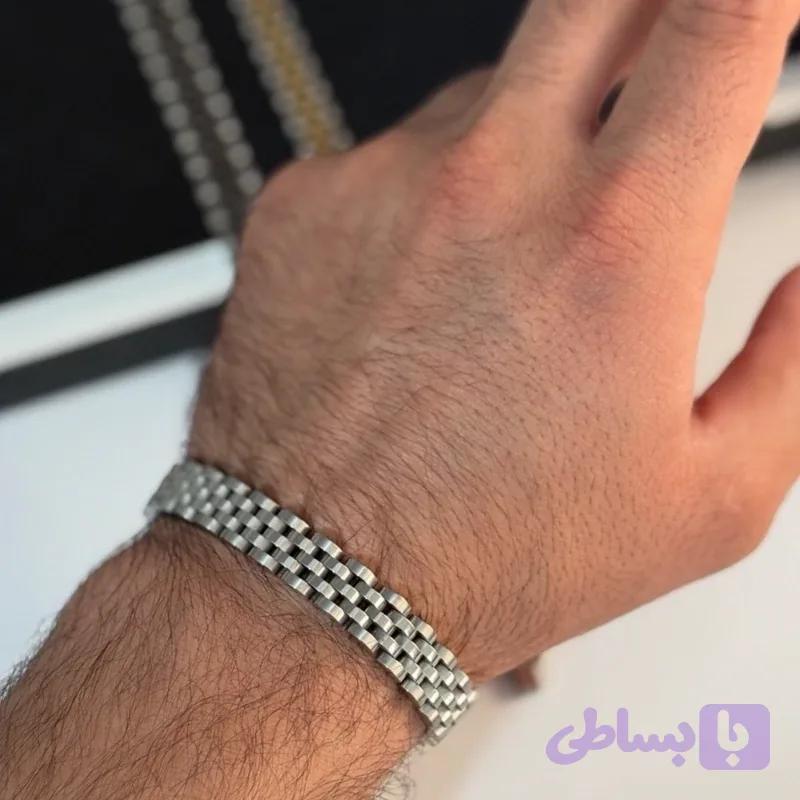 دستبند طرح رولکس نقره ای