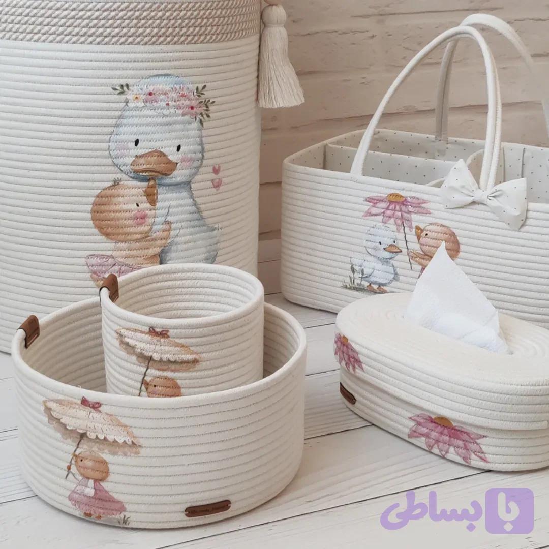 نظم دهنده سیسمونی قیطان دوزی Lovely basket (طرح اردک و بچه اردک)