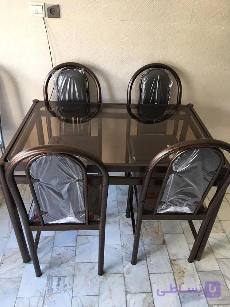 میز و صندلی رستورانی شرکتی قهوه ای رنگ کوره ای (میز و صندلی غذاخوری شرکتی) — تصویر 1