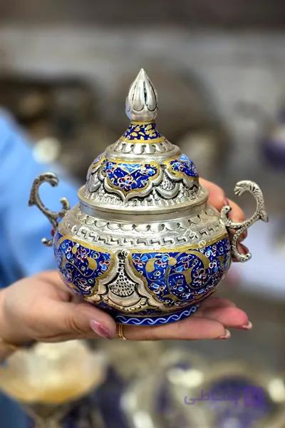 قندان دسته دار قلمزنی مینیاتور تذهیب