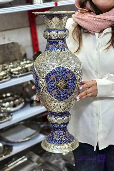 گلدان قلمزنی مینیاتور تذهیب 60 سانتی