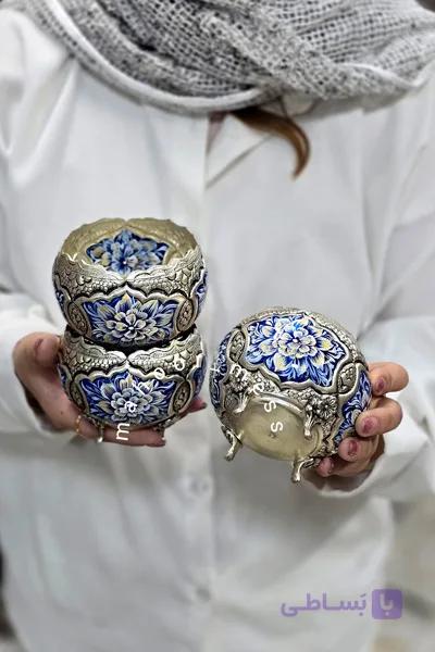 پیاله درباری قلمزنی مینیاتور گلبرگ