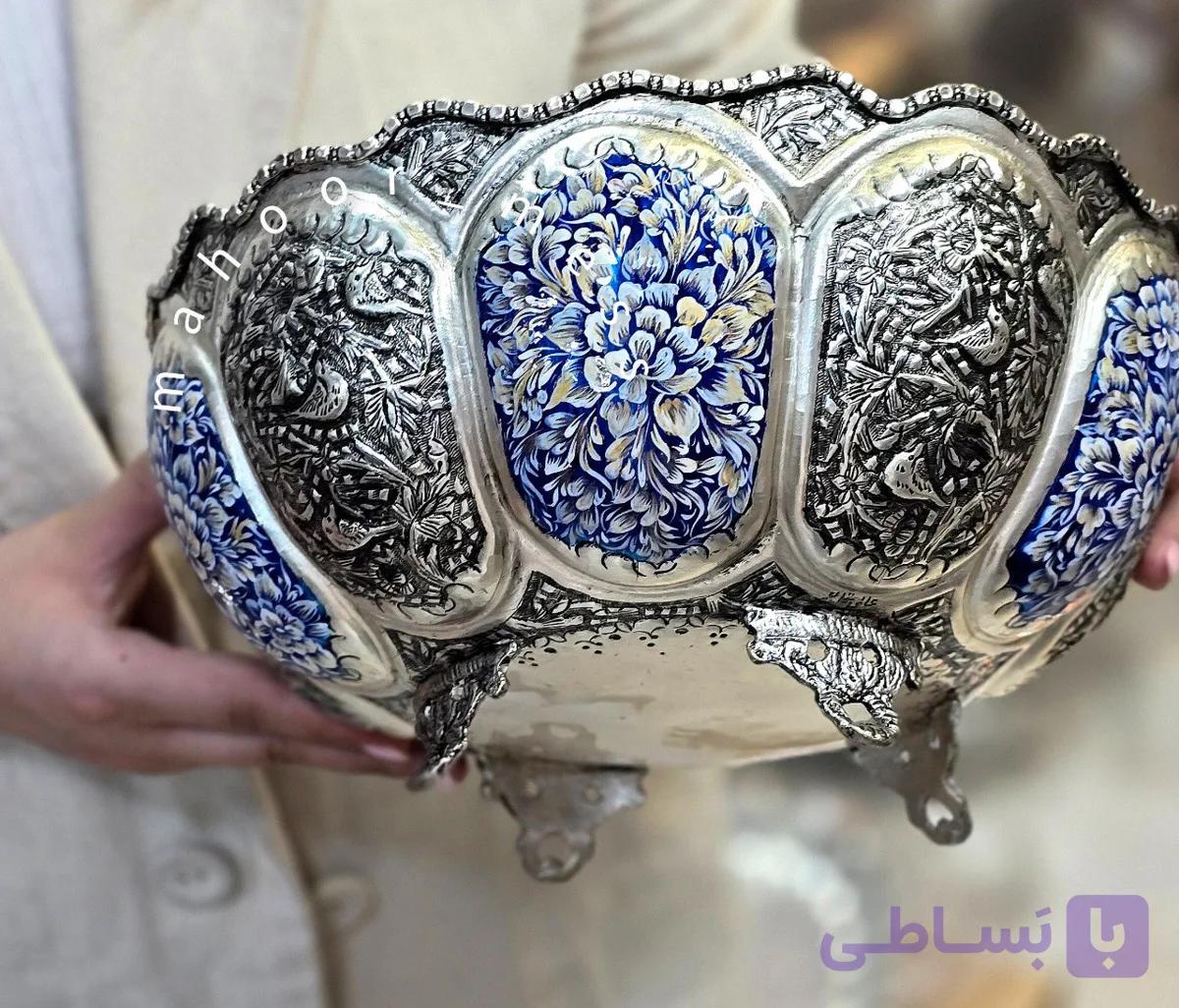 کاسه قلدار قلمزنی مینیاتور گلبرگ