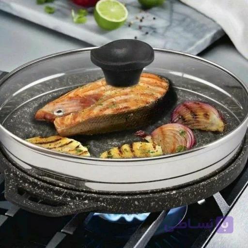 تابه گریل چدن دوطرفه با درب پیرکس برند MG