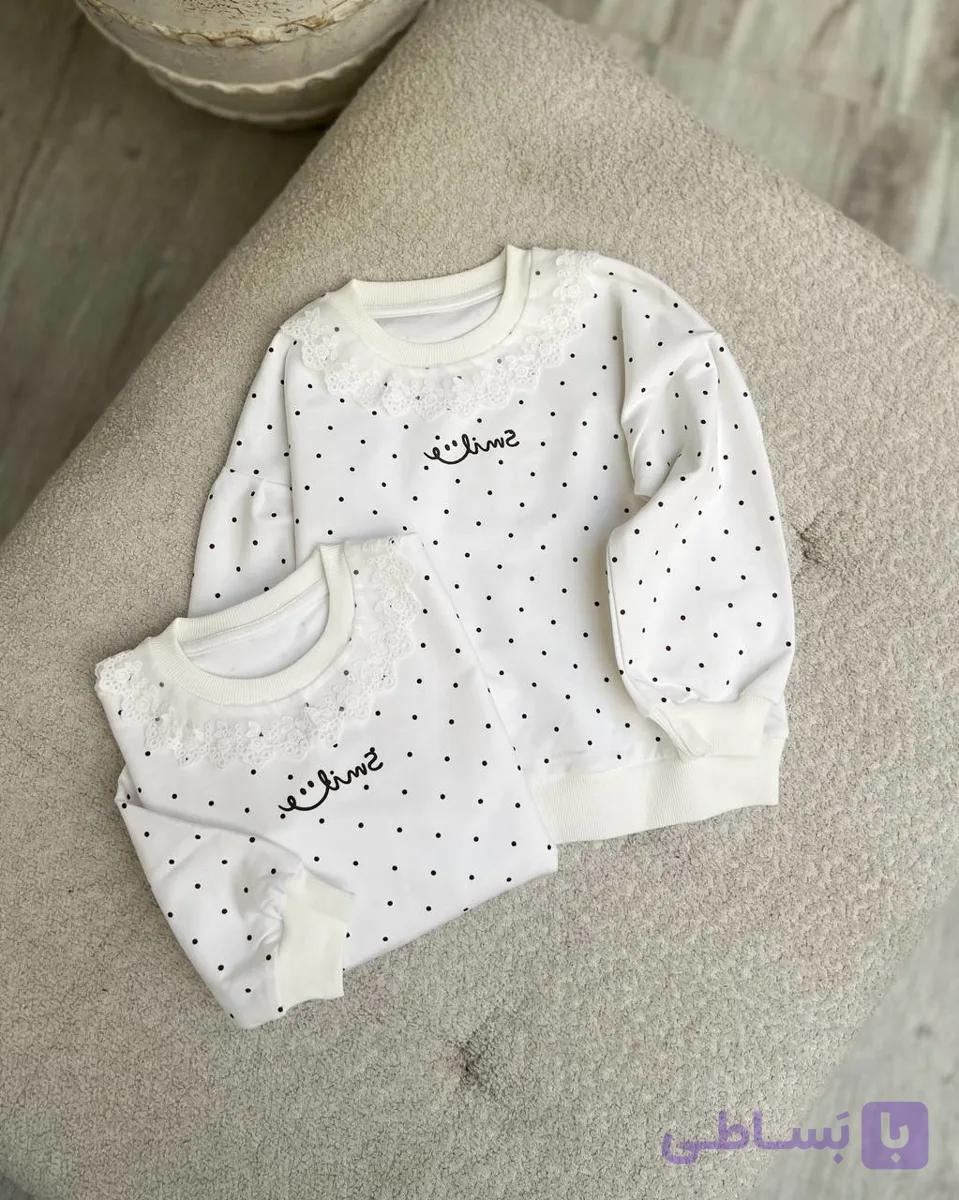 بلیز خالخالی یقه گیپور (L_3XL) — تصویر 1