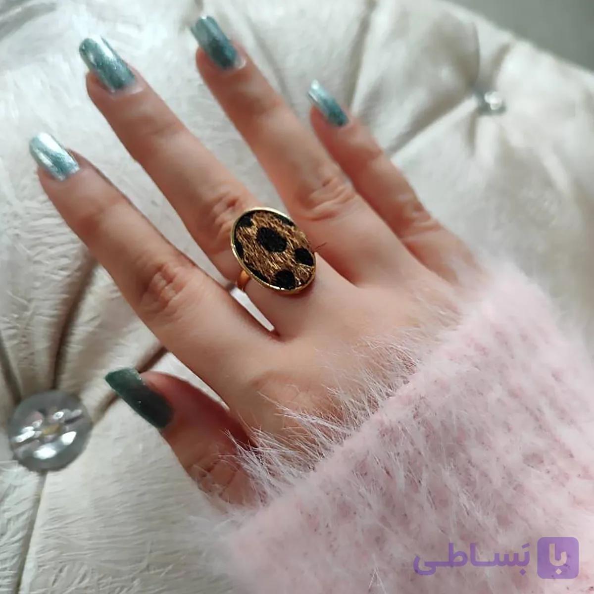 انگشتر بیضی طرح پلنگی