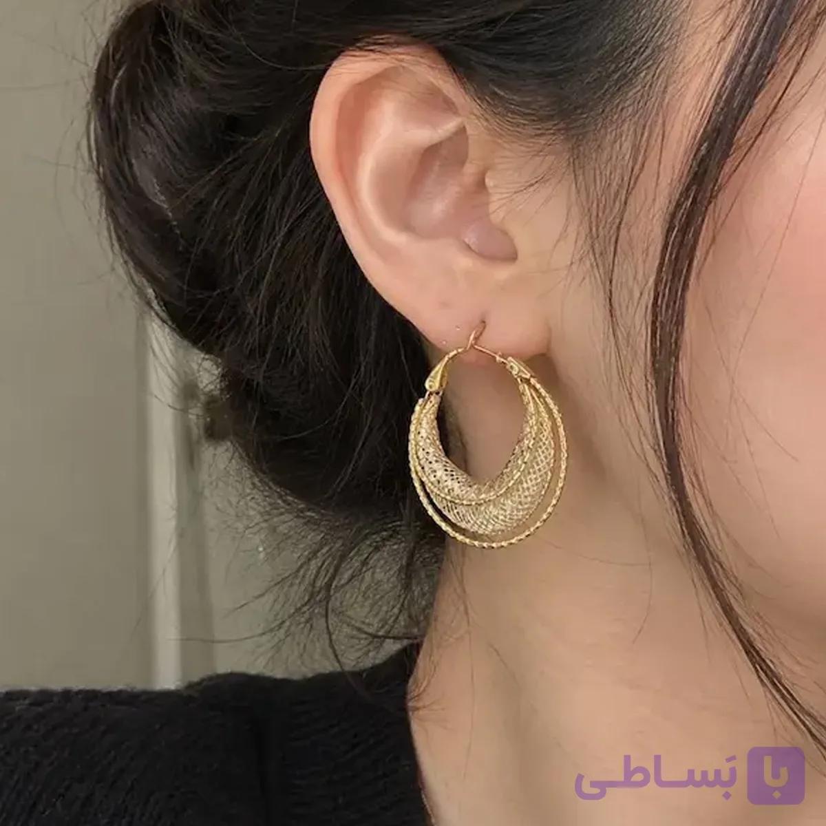 گوشواره زنانه پرنسسی طلایی — تصویر 1