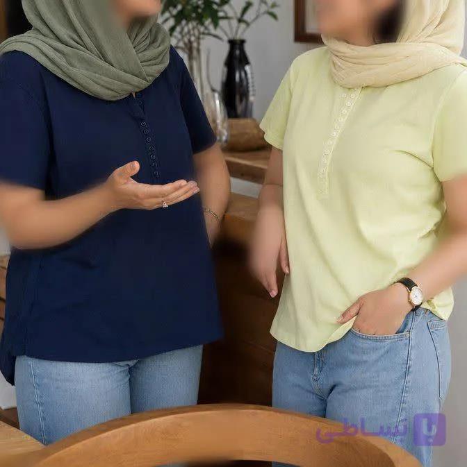 تیشرت زنانه دکمه‌دار