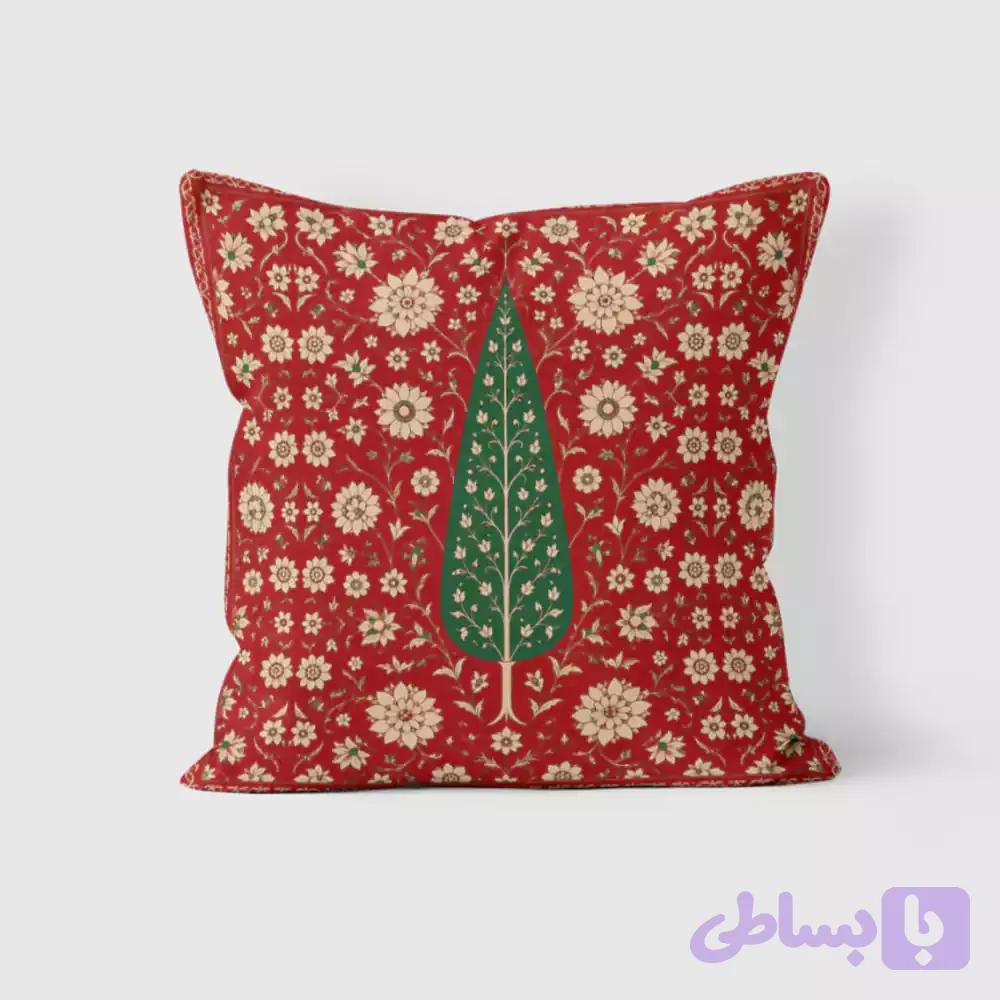 کوسن طرح سرو زمینه قرمز کلاسیک