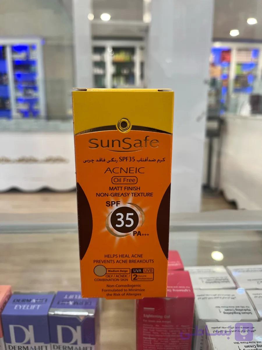 ضد آفتاب رنگی فاقد چربی +SPF35 50 میلی لیتر/ بژ مدیوم سان سیف