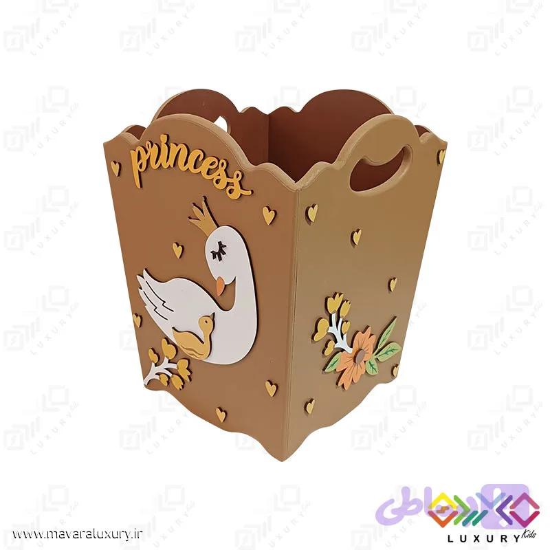 سطل زباله اتاق کودک سری پرنسس طرح قو MKids72 — تصویر 1