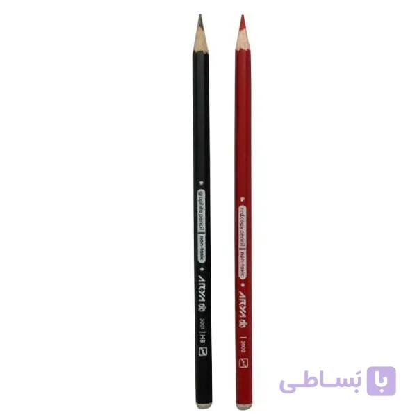 مداد مشکی وقرمزآریا بسته 2عددی — تصویر 1