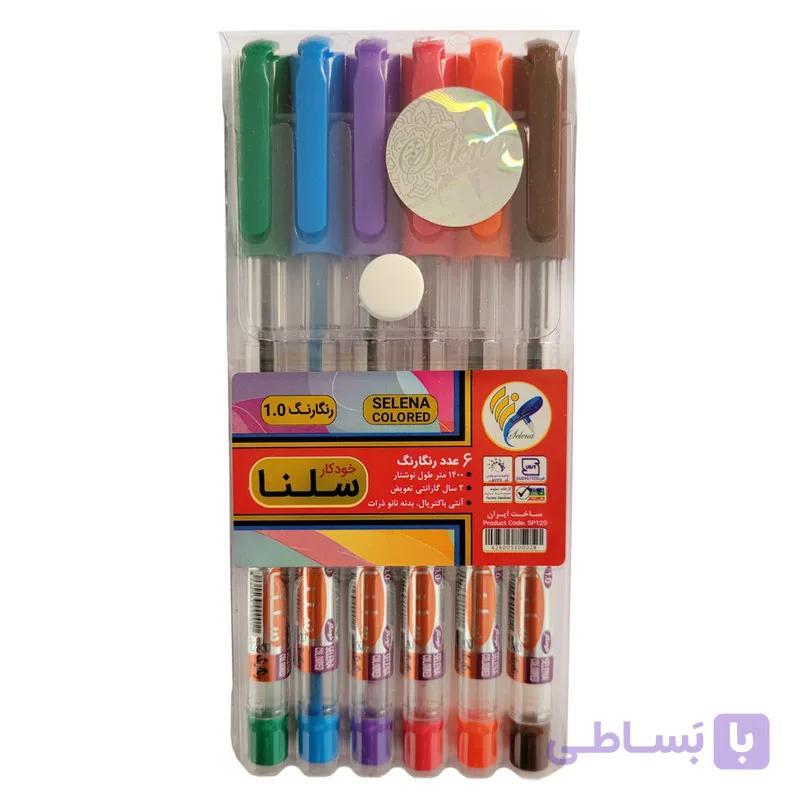 خودکار سلنا مدل رنگارنگ بسته 6 عددی — تصویر 1