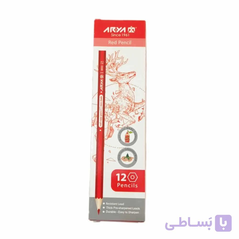 مداد قرمز آریا بسته 12عددی کد3002 — تصویر 1