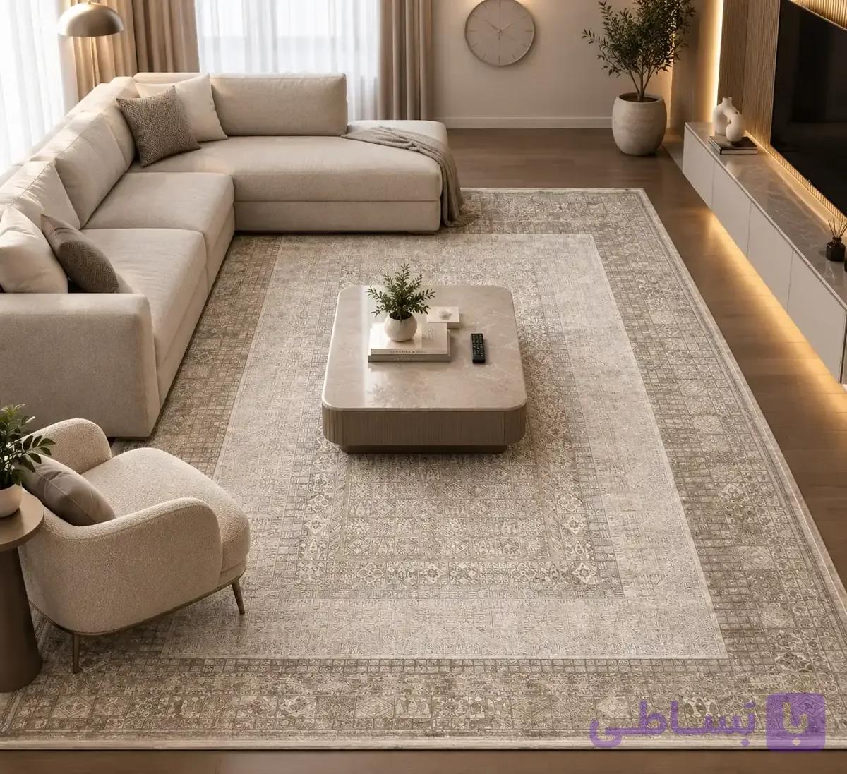 فرش ماشینی نقش خشتی تراکم 3600 و 1200شانه کد 406