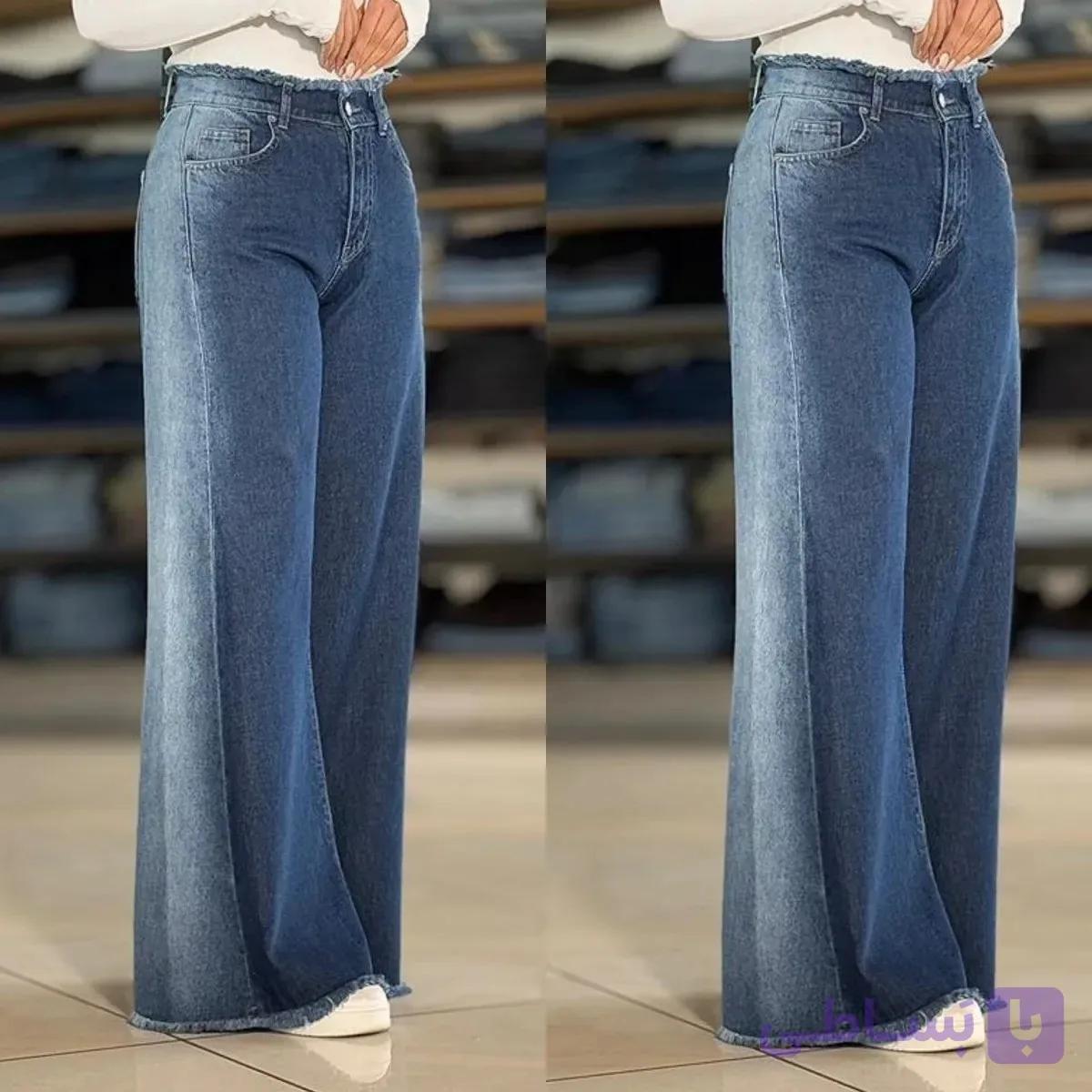 شلوار جین شافل زنانه سایز ۴۰ تا ۴۸ رنگ آبی - فروشگاه اینترنتی چیپ استور | cheep store
