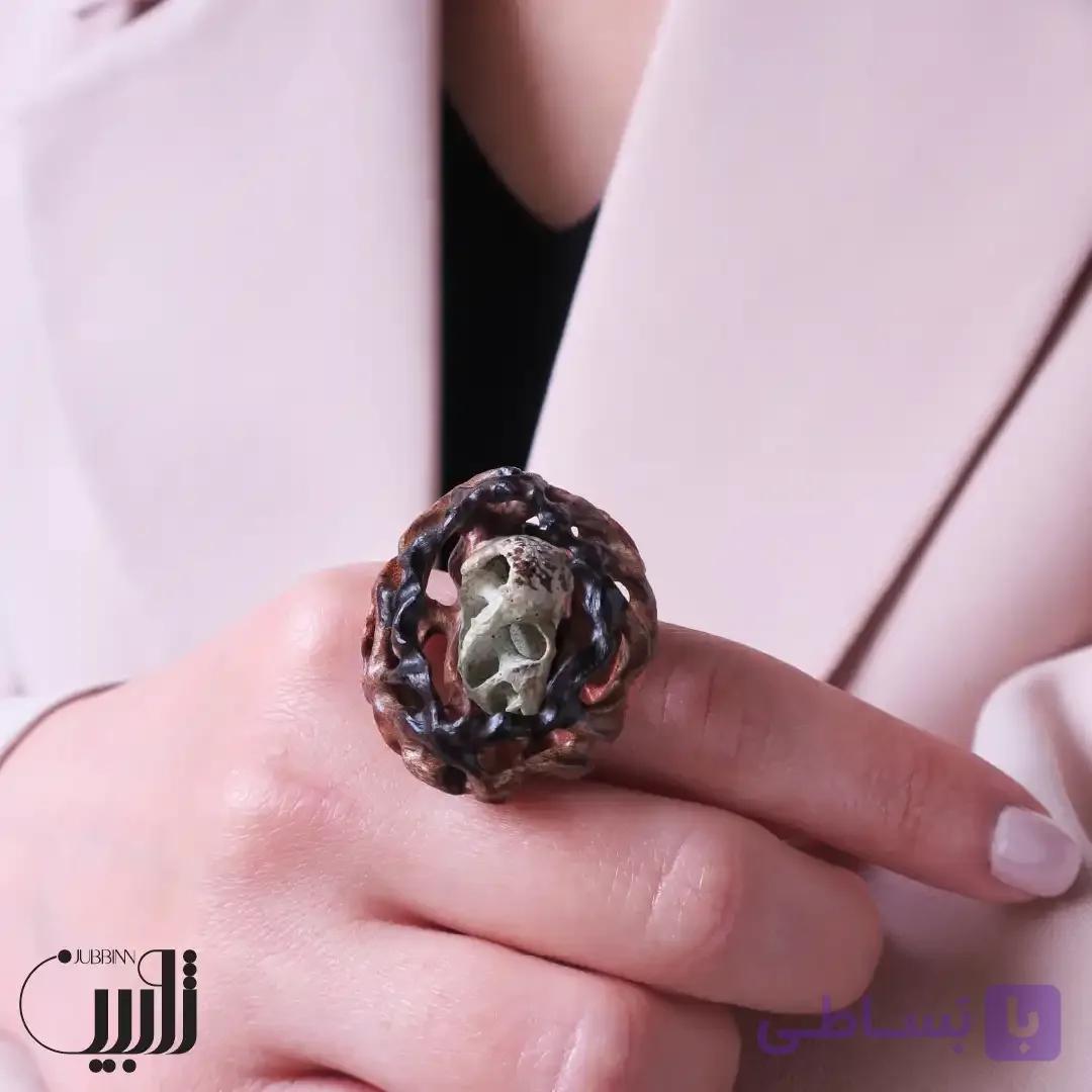 انگشتر چوبی کانسپت قارچ Galiella Rufa (تک نسخه)