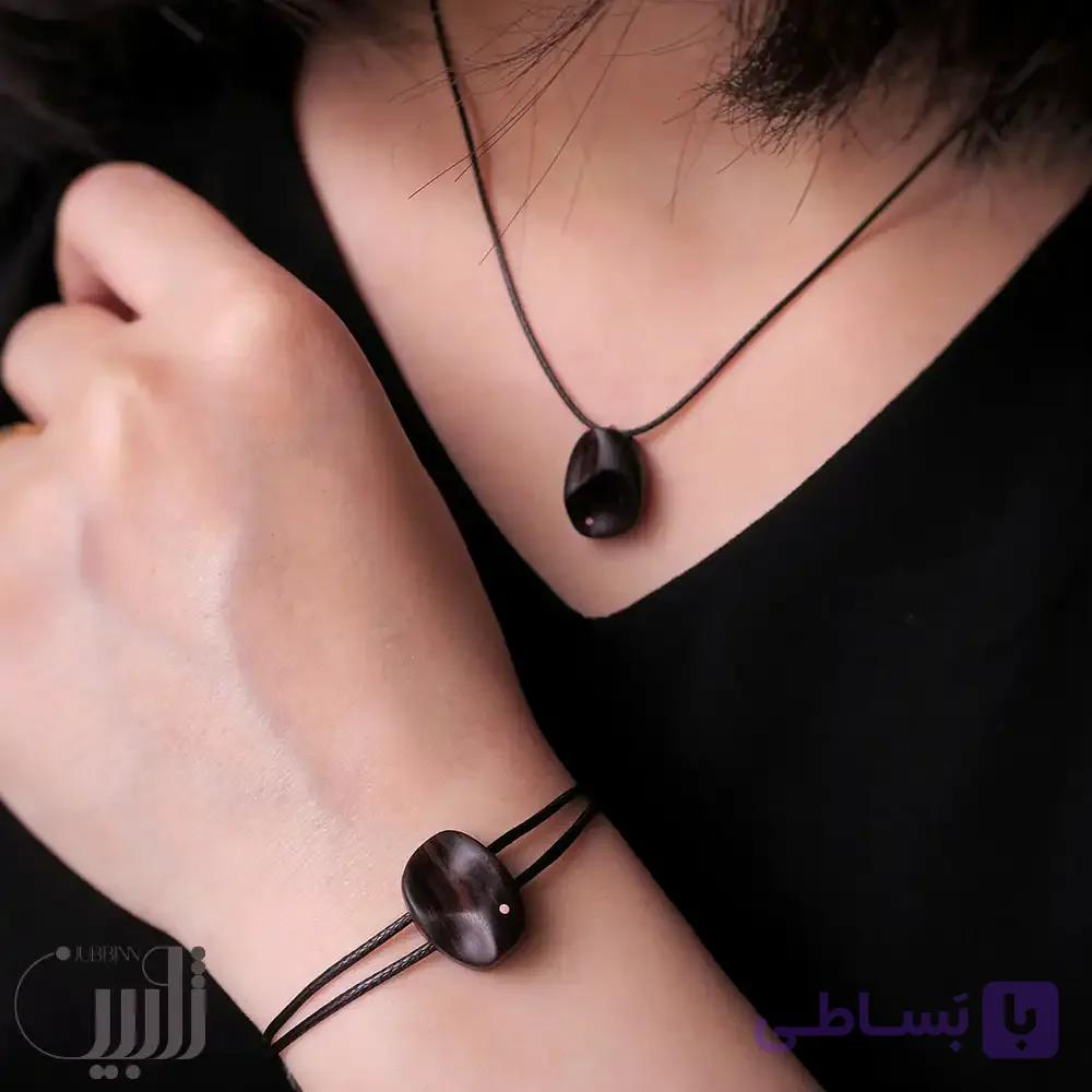 ست گردنبند و دستبند چوبی سایه و نقطه