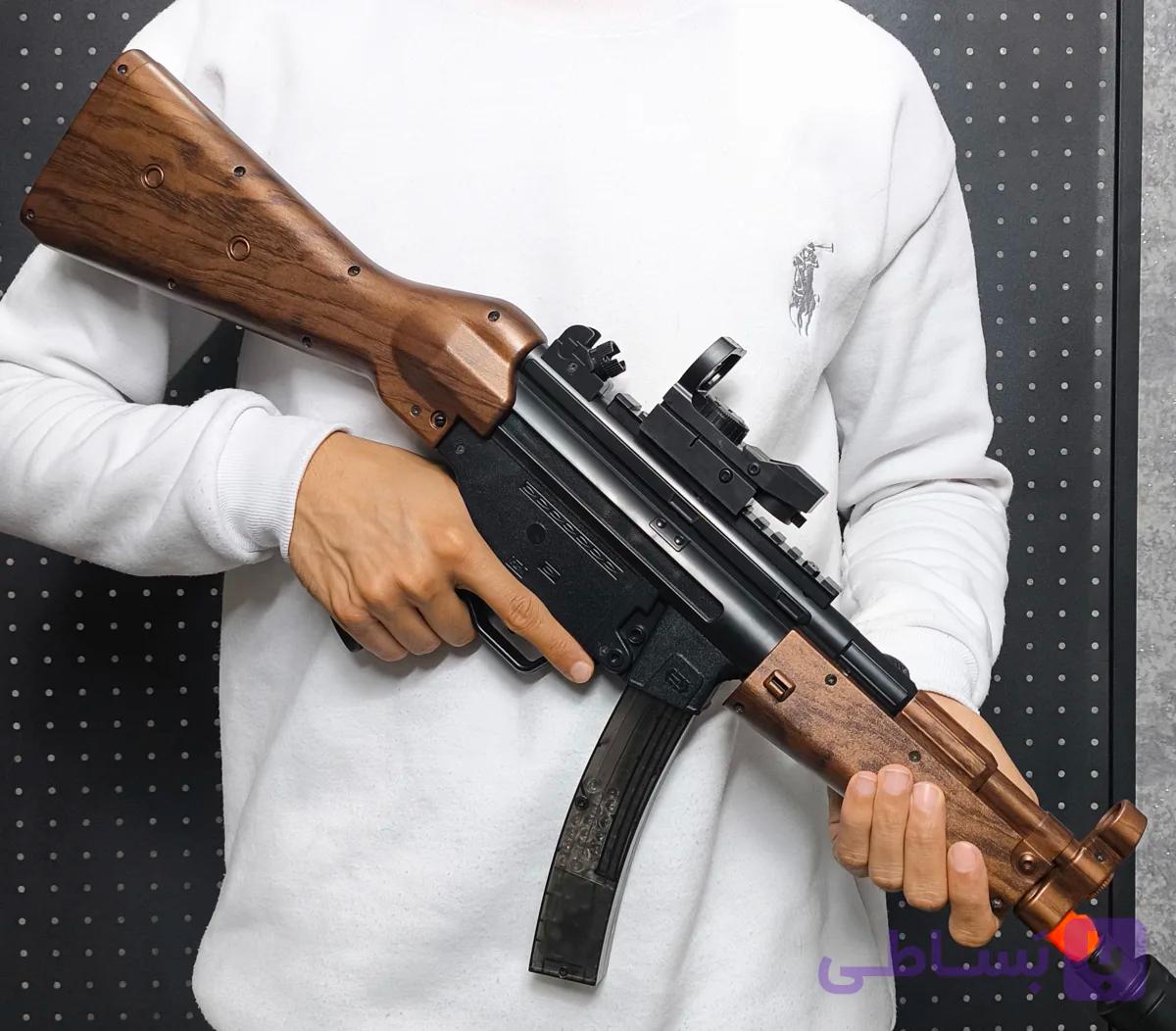 تفنگ تیر ژله‌ای MP5 K طرح چوبی