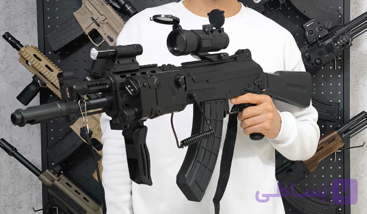 تفنگ اسباب بازی تیر ژله‌ای مدل کلاش AK12 فول اکسسوری زیبا و خفن