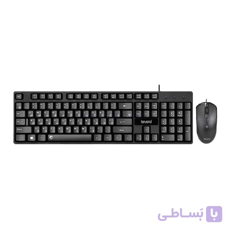 کیبورد و ماوس سیم دار بیاند BEYOND BMK-3260 مشکی USB با کیبورد 104 کلیدی — تصویر 1