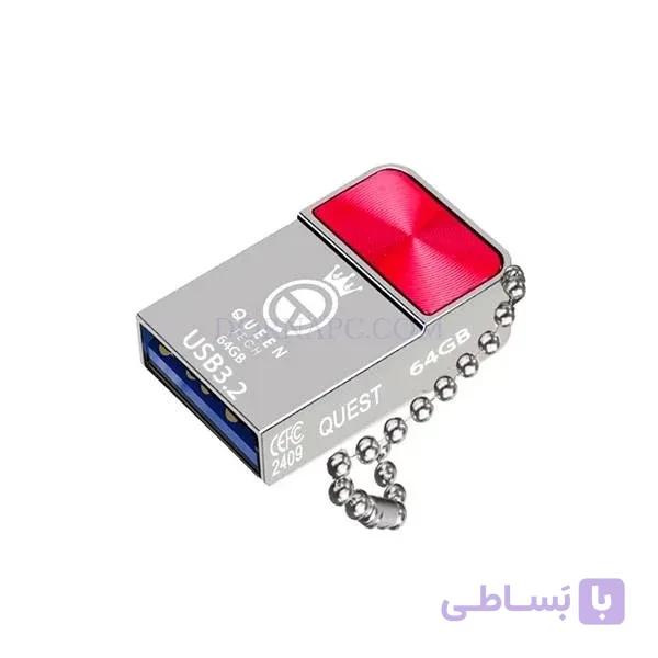 فلش کوئین تک QUEEN TECH QUEST ظرفیت 64GB USB 3.2 Gen 1 Type-C فلزی — تصویر 1