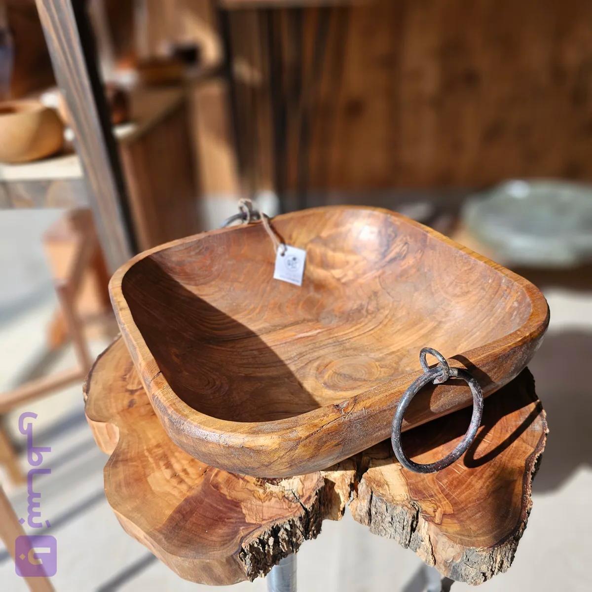 میوه خوری چوبی دسته فلزی مدل مربع