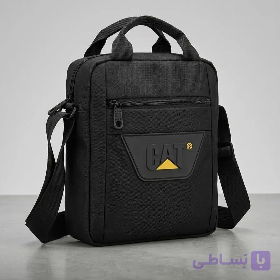 کیف رودوشی و دستی اسپرت طرح کاترپیلار (CAT) رنگ مشکی | برزنتی و مقاوم — تصویر 1