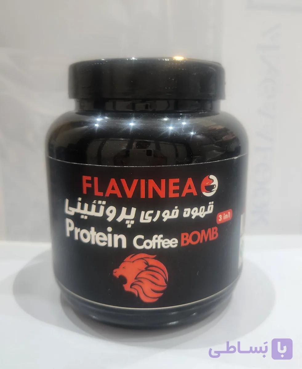 قهوه پروتئین وی برند فلاوینا شیرین شده با سوکرالوز بدون شکر وزن ۴۵۰ گرم