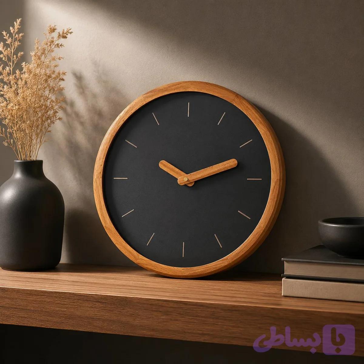 ساعت دیواری چوبی گرد مدل مهسا — تصویر 1