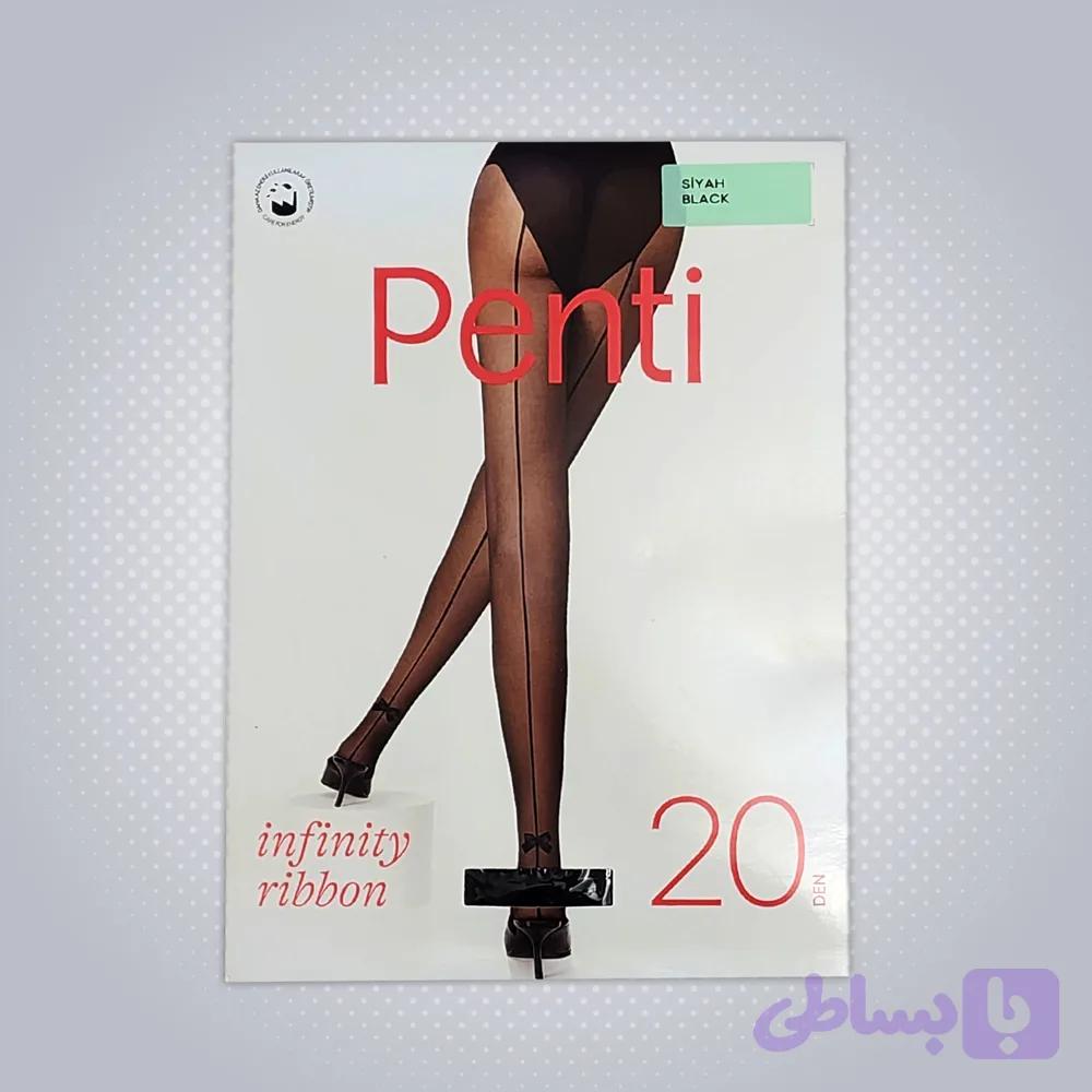 جوراب شلواری زنانه شیشه ای پنتی ‌پشت خط دار ribbon مشکی
